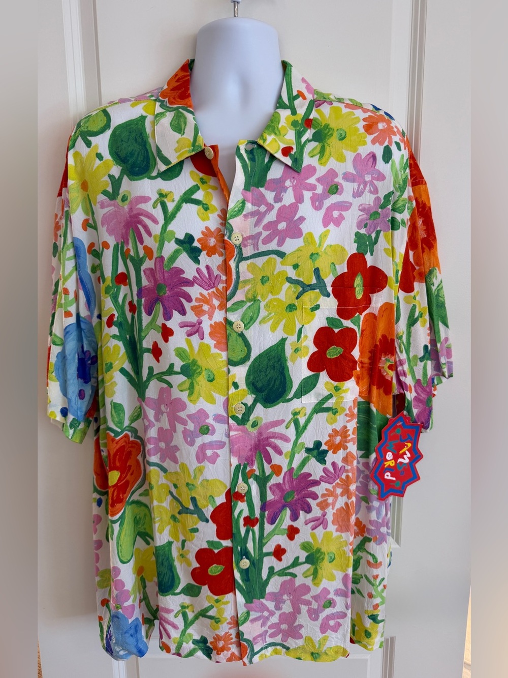 Jams World Men’s Hawaiian Aloha Short Sleeve Shirt, XXL, “May Flowers”, NWT